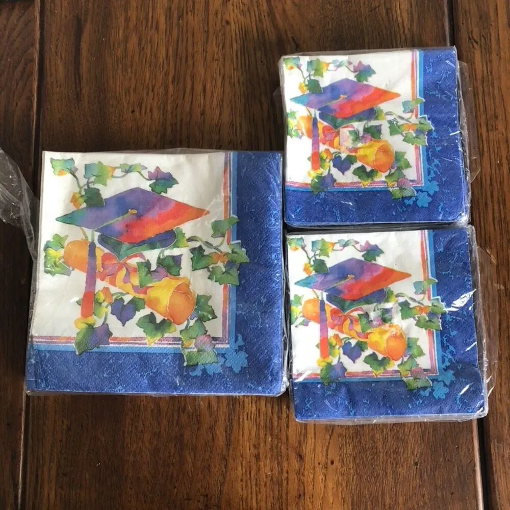 Vintage DesignWare Graduation Colors 1 Luncheon Napkins 2 Beverage Napkins